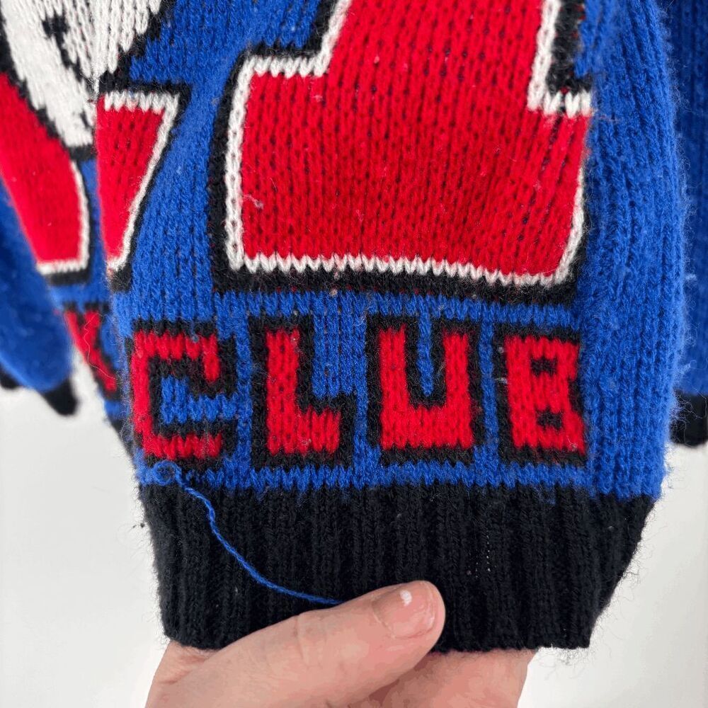 Vintage Disney Kid's Blue Red Black Long Sleeve Mickey Mouse Club Sweater Size 6 - Picture 2 of 7